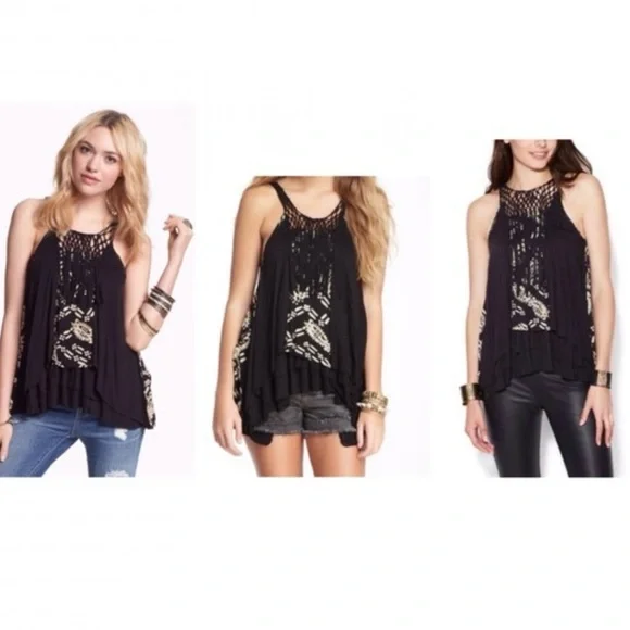 NWT,Free People Tiger Lily Boho Fringe Southwestern Braided Tank Top, Size Small - Picture 2 of 8